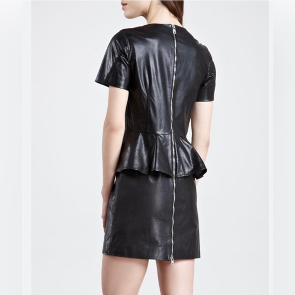 NWOT Alexander MCQueen Leather Black Mid Length Dress Size IT36-SP - Picture 2 of 16